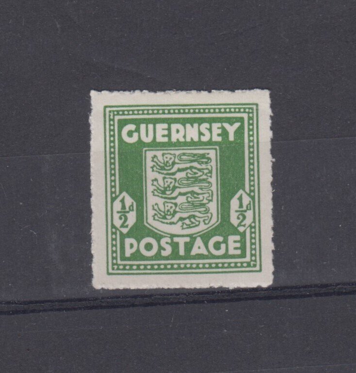 Guernsey ½d Arms - Deep Olive shade - Light Mounted Mint