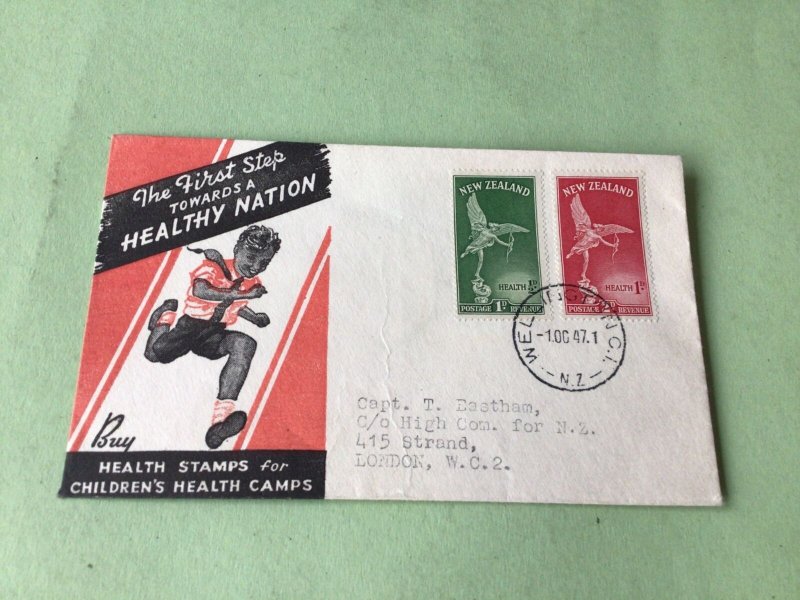 New Zealand 1947 Health  vintage stamps cover Ref 53397