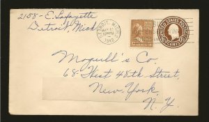 USA SC#U481 and 802 on PM 1942 Detroit MICH Cover Used Cover is Faulty