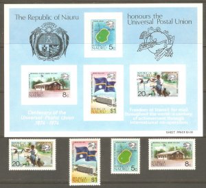 NAURU Sc# 114 - 117a MNH FVF Set-4 + Souv Sht Map Flag Post Office Palm