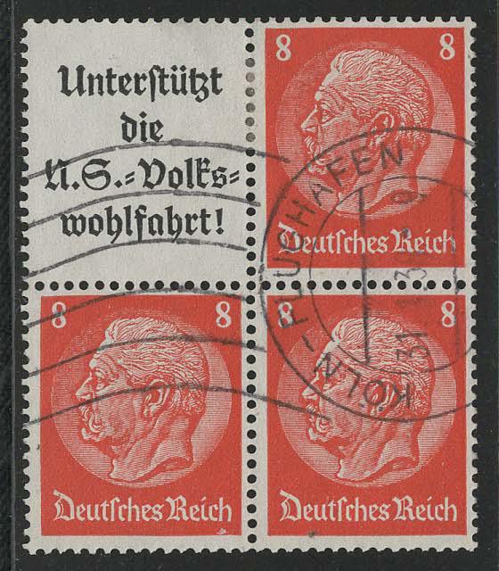 Germany Reich Scott # 420 (3), label A8.1, used, se-tenant, S131
