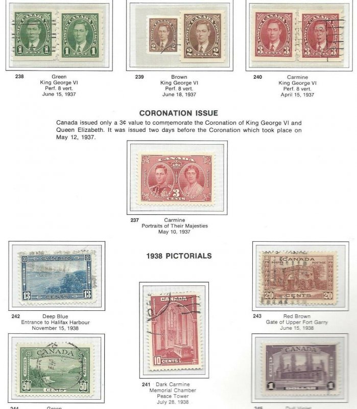 Canada 238 thru 262 - Mostly used - See Scans