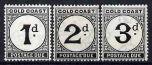 Gold Coast 1923 postage due set of 3 values (1d, 2d &...