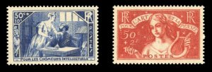 France B42-43, $57.50, 1935 Intellectuals, set of two, lightly hinged
