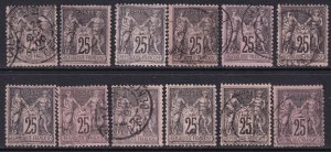 France 1886 Sc 100 selection of 12 used