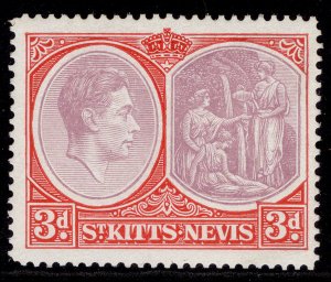 ST KITTS-NEVIS GVI SG73c, 3d reddish lilac & scarlet, NH MINT.