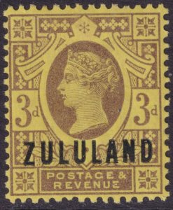 Sc# 5 Zululand 3p Queen Victoria QV overprint MNH CV $34.00++MNH