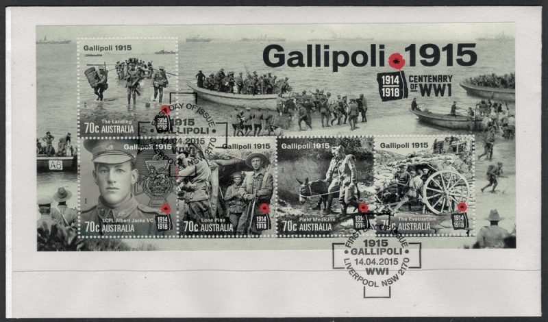 2015 Australia Gallipoli Centenary WWI Miniature Sheet FDC