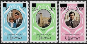 Uganda #314a-6a MNH Set - Royal Wedding Overprints