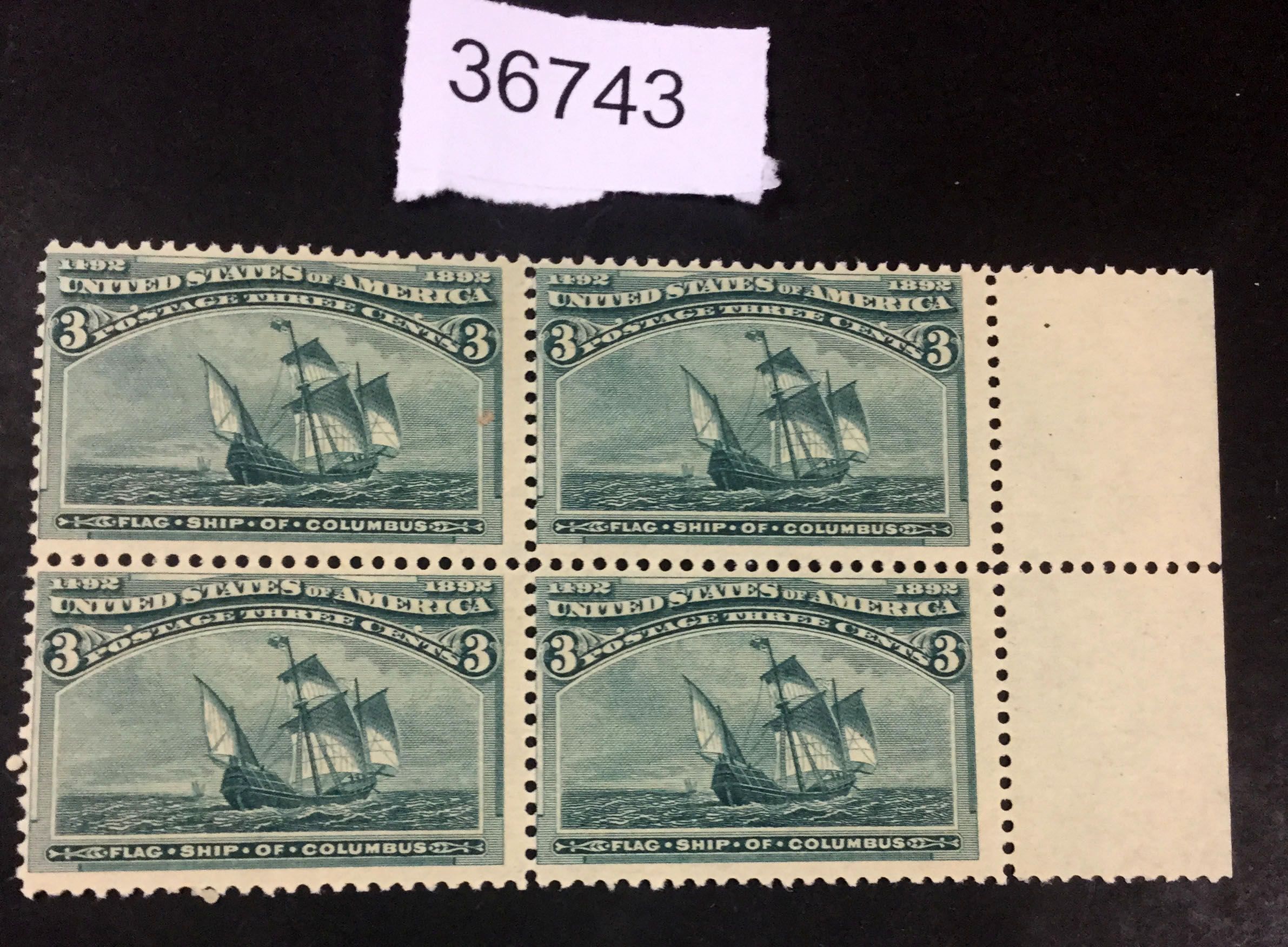 US Stamps 232 Mint OG NH Post Office Fresh Block 400 LOT 36743