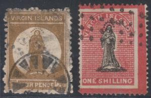 BC VIRGIN ISLANDS 1867-70 St. URSULA Sc 5 & 7 TOP VALUE FORGERIES USED (CV$465) 