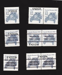 Triple 12c Stanley Steamer US #2132, 2132a, 2132b Lot (3) single & Pair