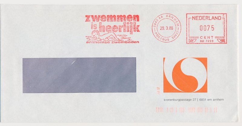 Meter cover Netherlands 1988 Swimming is wonderful - Arnhem