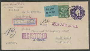 US 825/U439 1939 20c Garfield (part of the Presidential/Prexy series) was added to a 3c prepaid envelope to pay 8c (5c surface t