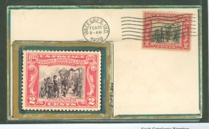 US 651 1929 2c George Rogers Clark/Battle of Vercennes on an unaddressed FDC with a Vincennnes, Ind first day cancel and a homem