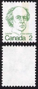 Canada Unitrade 587var 2c Error Only One Tag Band MNH