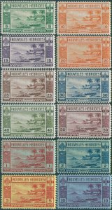 New Hebrides French 1938 SGF53-F64 Islands and Outrigger canoe set MNH