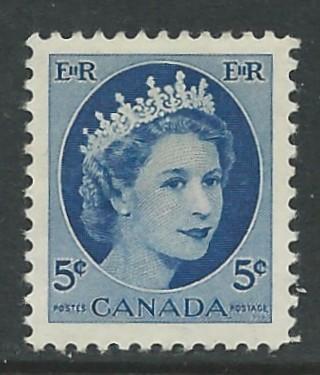 Canada # 341 QE II Definitive  5c 1954   (1)  Unused VLH