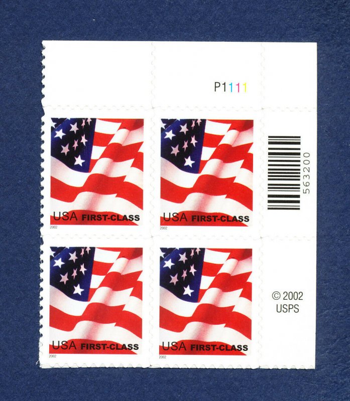 USA - Scott 3621 - VF MNH Inscription Block - (37c) cent Washington  - 2002 