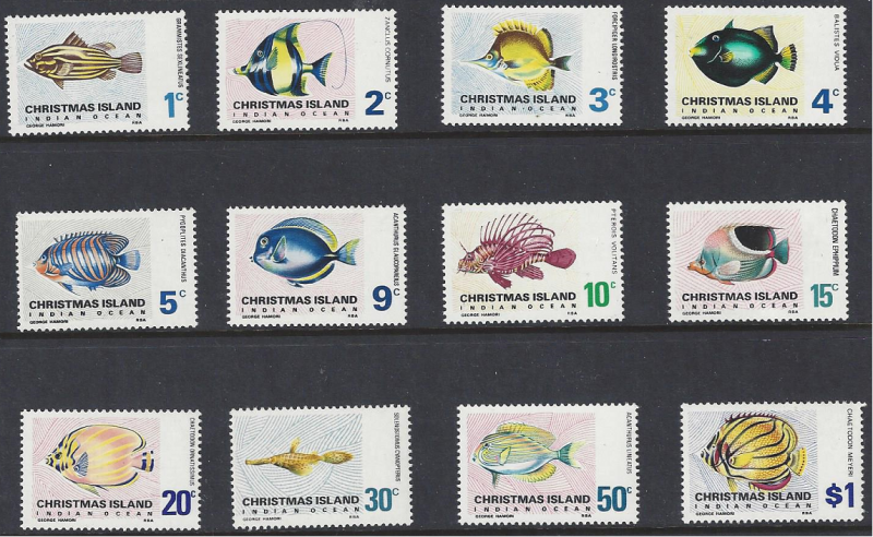 Christmas Island #22-33 Mint, Various fish, issued 1968-70