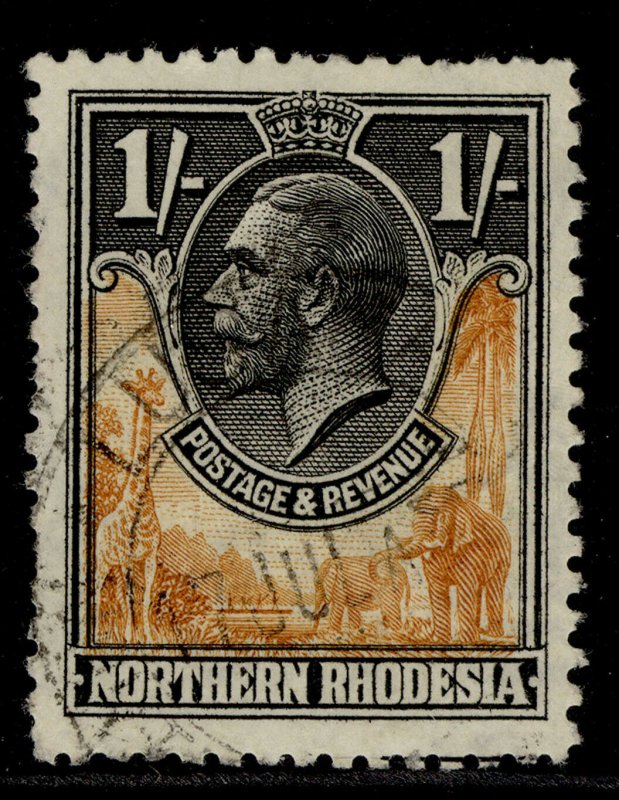 NORTHERN RHODESIA GV SG10, 1s yellow-brown & black, FINE USED.