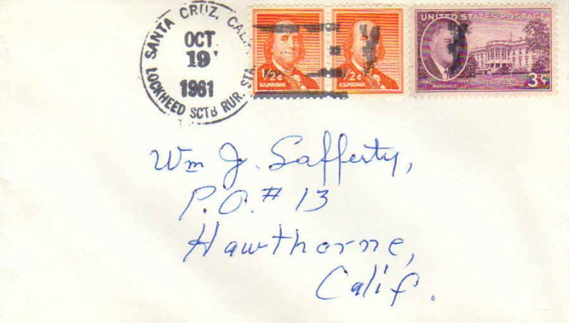 United States California Lockheed SCTB Rur. Sta. Santa Cruz 1961 4f-bar  1958...