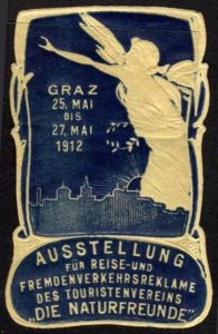 1912 Austria Poster Stamp Travel And Tourist Advertising Exhibition Graz