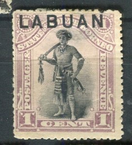 NORTH BORNEO LABUAN; 1890s classic Pictorial issue fine used 1c. value