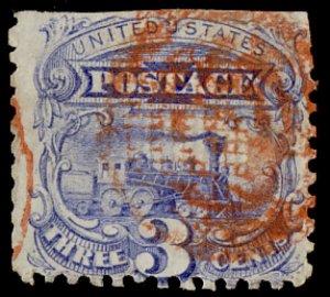 US #114 VF used, red cancel, fresh color and impression,  a super used stamp,...