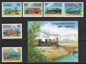 Guinea 1450-6 MNH Trains cpl. set X 8, vf.  2022 CV $88.00