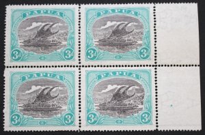 Papua 1927 Three Pence block of four SG 98c u/mint