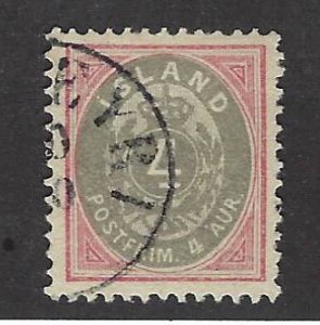 Iceland  SC#23 Used F-VF SCV$25.00...Very Nice!