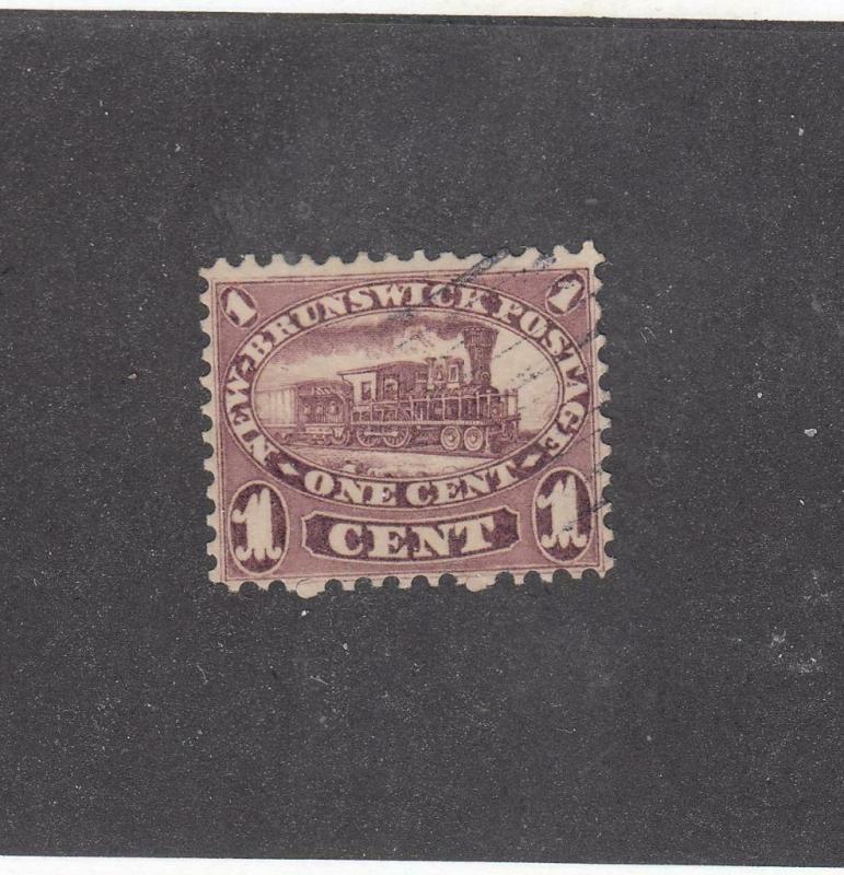 NEW BRUNSWICK # 6 VF-USED  1cts  LOCOMOTIVE 1860 / RED LILAC  CAT VALUE $20