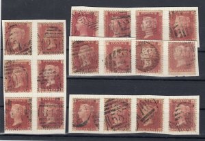 GB QV 1858 1d Red Collection Of 18 All Different Plates SG43/44 Fine Used BP9260