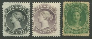 NOVA SCOTIA #8, 9, 11 MINT