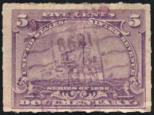 R167 5¢ Documentary Stamp (1898) Used/Date Stamped