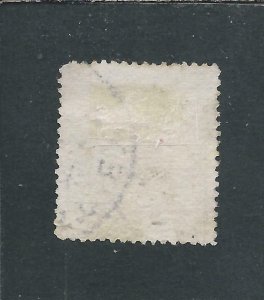 BRITISH VIRGIN IS 1867-70 1d YELLOW-GREEN PERF 15 ON GREYISH PAPER FU SG 12 