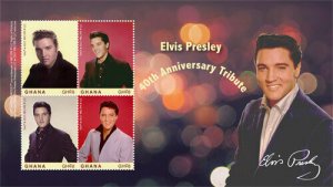 Ghana 2017 - Elvis Presley 40th Anniversary - Sheet of 4 Stamps Scott 2941 - MNH