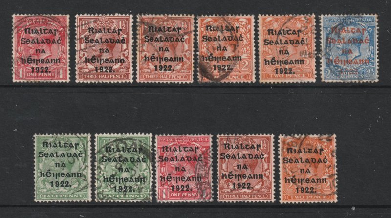 Ireland a small used lot of GB KGV with the 1922 overprint