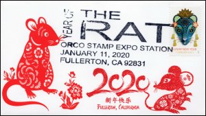 20-029, 2020, SC 5428, Year of the Rat, Pictorial Postmark, Event Cover,