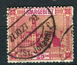 GERMANY; SAAR 1922 early Pictorial issue fine used 25c. value, Postmark