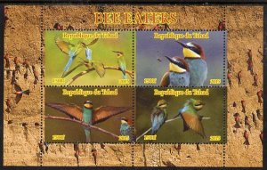 CHAD - 2015 - Bee-eaters - Perf 4v Sheet #1 - MNH - Private Issue