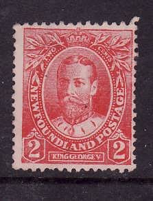 Newfoundland-Sc#105b-used 2c rose red KGV -1911-id#15-