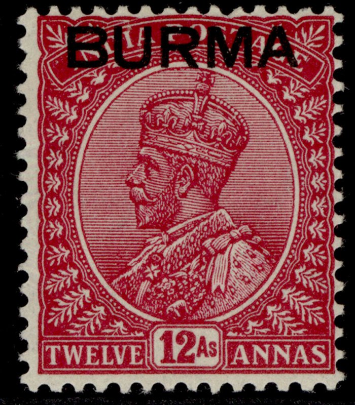 BURMA GVI SG12, 12a claret, LH MINT. Cat £20. 