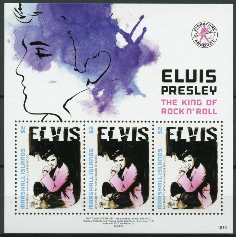 Marshall Islands 2018 MNH Elvis Presley 3v M/S Music Celebrities Stamps