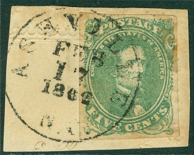 EDW1949SELL : CONFEDERATE 1861 Scott #1 VF, Used on piece Feb 17, 1862 Cat $175+