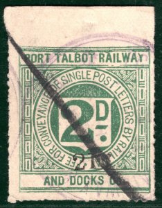 GB Wales PORT TALBOT & DOCKS Co RAILWAY QV Letter Stamp 2d RARE Used SBW85