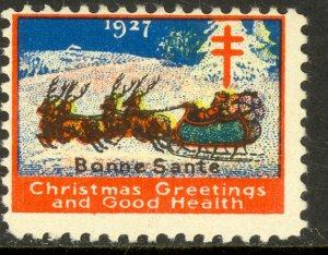 CANADA 1927 CHRISTMAS SEAL French Language Green No. 2 MNH