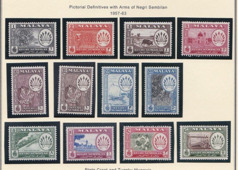 Malaya - Negri Sembilan # 64-74, Pictorial Set, Coat of Arms, NH, 1/2 Cat.