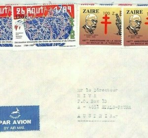 ZAIRE INFLATION SURCHARGES 1989 Air Mail Cover CATHOLIC Missionary MIVA BU45